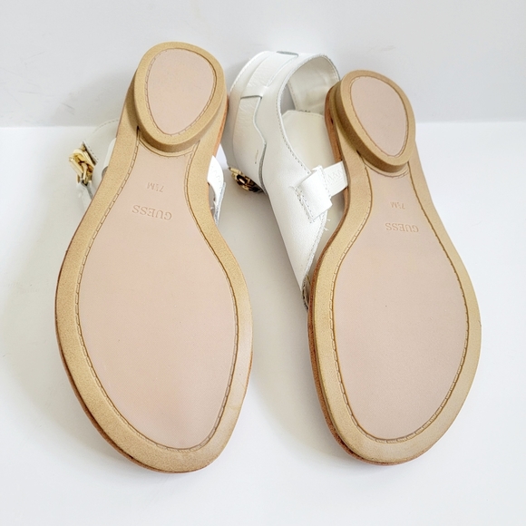 New Guess Gastan Gladiator White Leather Flat Sandals, 7.5M - Picture 4 of 5